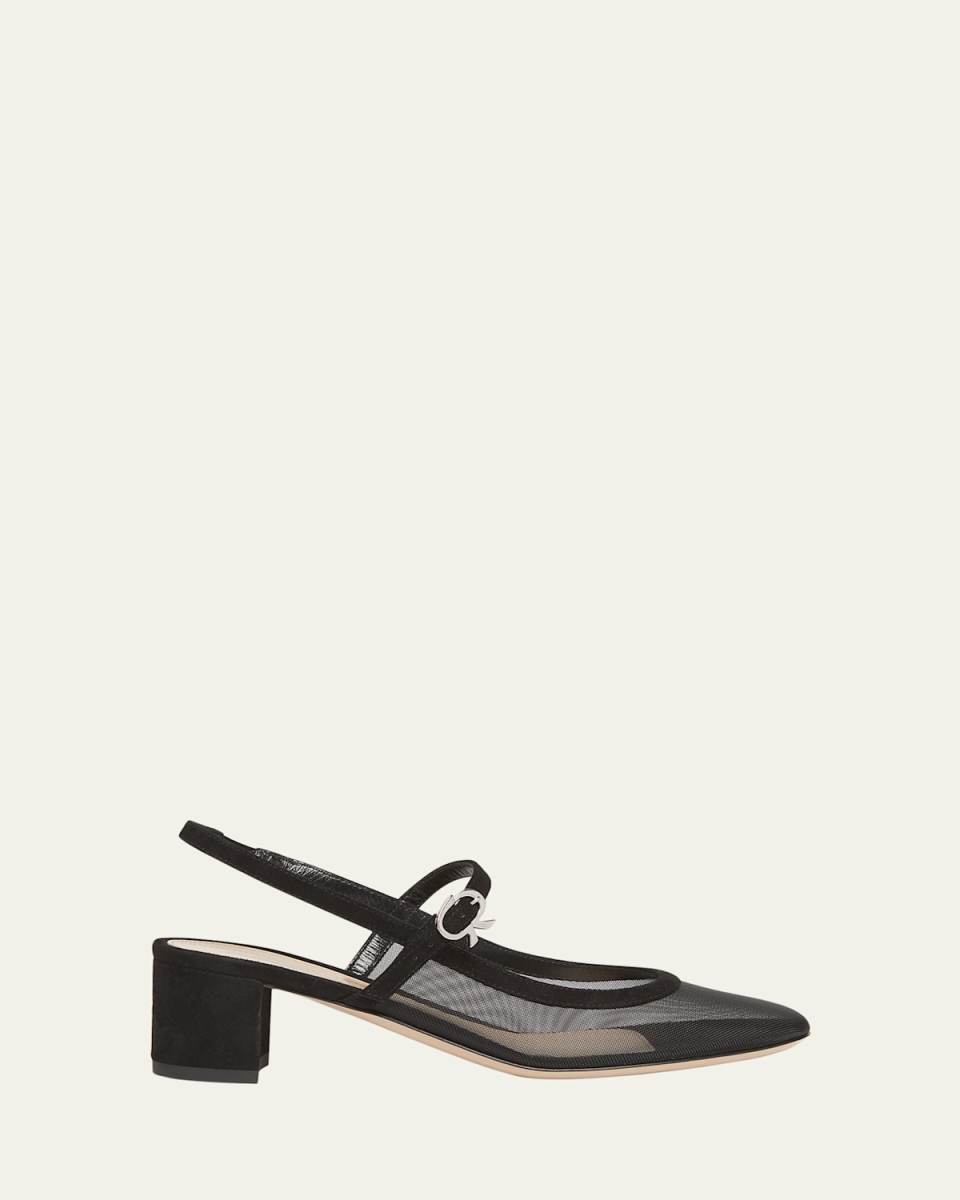 Mesh Mary Jane Ballerina Pumps